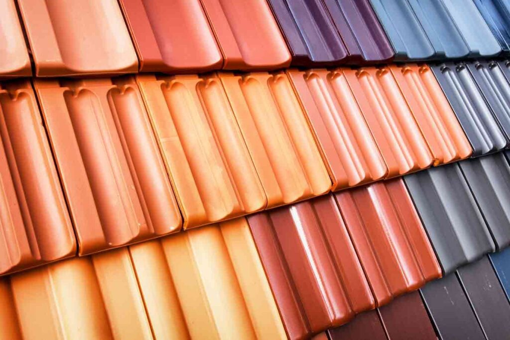 Light-coloured roof paint applied to concrete tiles